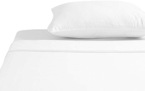 white pillow and white clean flat sheet